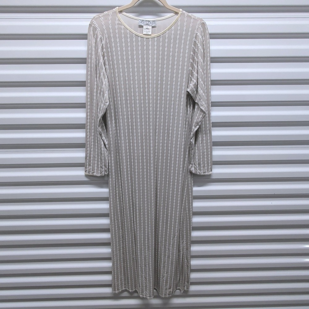 Tavernier Paris Size L Womens Taupe Cable Texture Long Sleeve Midi Dress France — photo 2